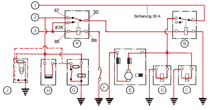 Schaltplan für Anlassen des kalten Motors * wiring diagram engine cold