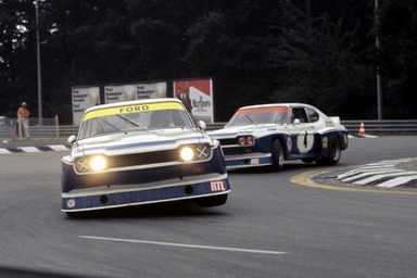 Niki Lauda in the Ford Capri RS 3100 1974 Norisring, behind team-mate Toine Hezemans.