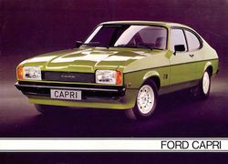 Ford Capri II - gebaut von 1974 bis 1978. Markante Ver�nderung an der Frontpartie waren unter anderem die grossen viereckigen Scheinwerfer.