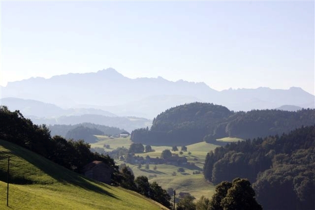 Aussicht auf die Appenzeller Alpen mit Blick auf den Säntis