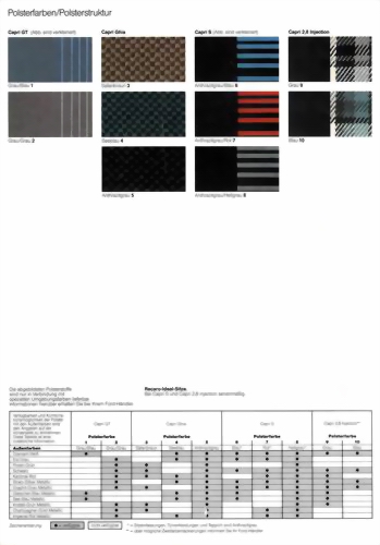 Polsterfarben / Polsterstruktur ab 23. August 1982
Upholstery colours / upholstery structure from 23 August 1982