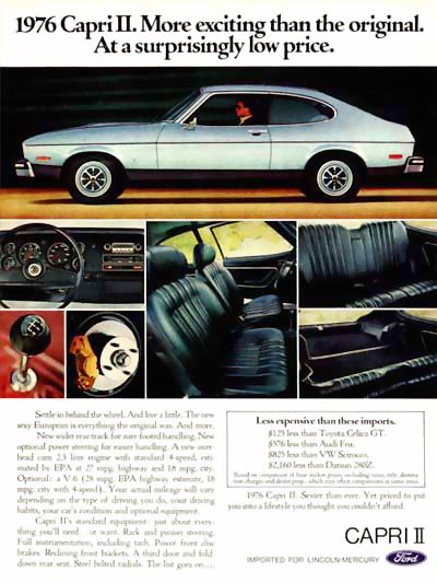 Prospekt Ford Capri MkII - Mercury - 1976 Prospekt Ford Capri MkII - Mercury - 1976