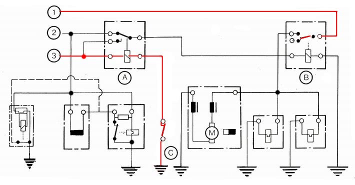 Schaltplan für stehenden Motor und eingeschalteter Zündung * wiring diagram for standing engine and switched on ignition