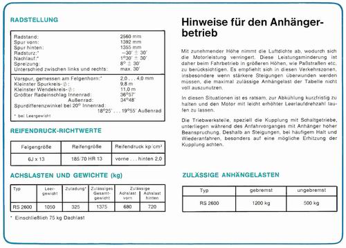 Technische Daten Rad, Reifen, Achse * technical data wheel, tire pressure, axle