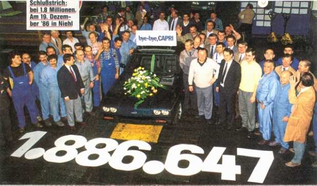 Produktionsende in England 1986 mit dem Capri 280